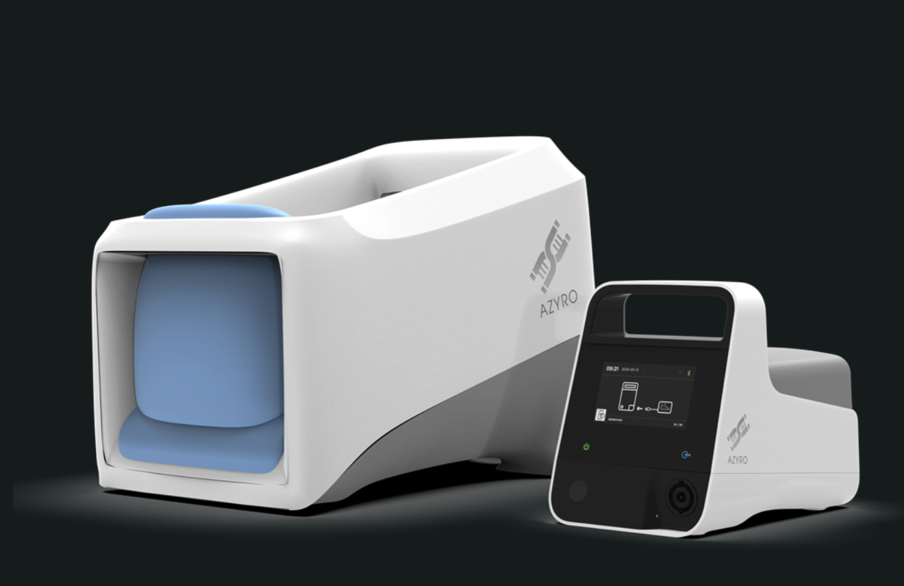 The Azyro Bioelectronic Application System - application chamber alongside its portable controller.