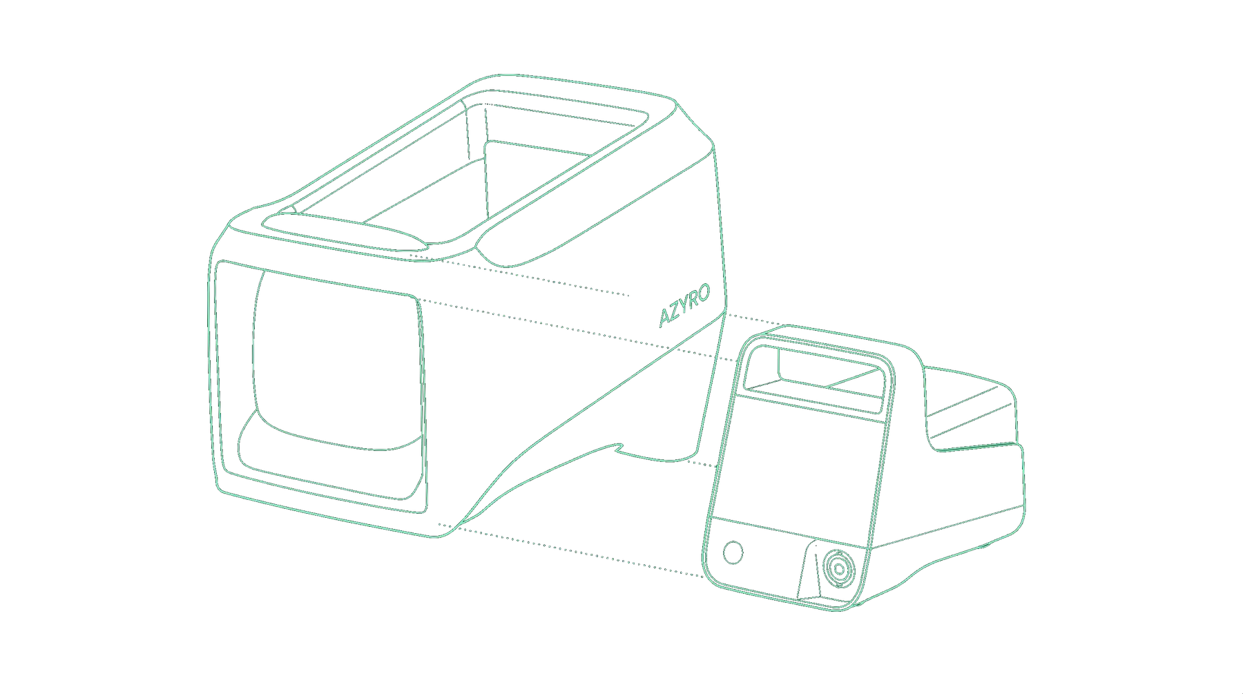 Line drawing of the Azyro application chamber and Aurono Generator controller